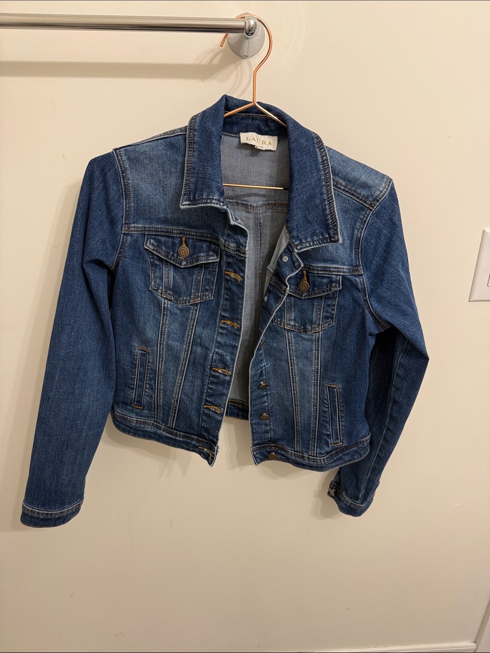 LAURA Classic Blue Denim Jacket with Button Front